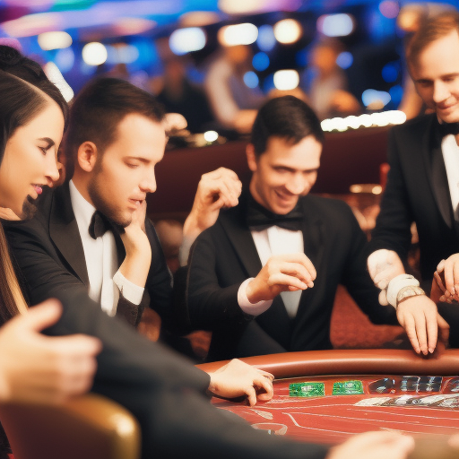 

The image shows a group of people playing a game of poker in a casino. The players are all dressed in formal attire and appear to be engaged in a friendly and respectful manner, suggesting that they are following the etiquette of playing live casino poker