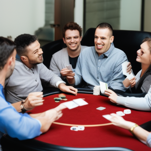 

The image shows a group of poker players gathered around a table, each with a hand of cards. They are all smiling and seem to be enjoying the game. The caption reads: "Learn the rules and strategies of lesser-known poker variants